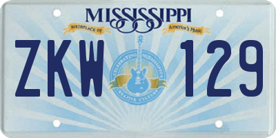 MS license plate ZKW129