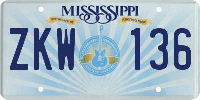 MS license plate ZKW136