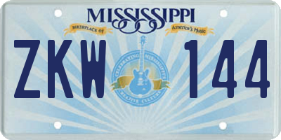 MS license plate ZKW144