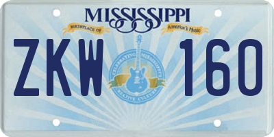 MS license plate ZKW160