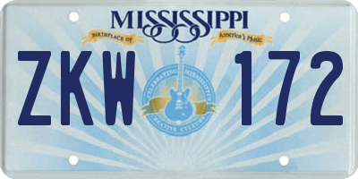 MS license plate ZKW172