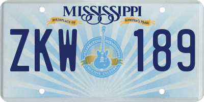 MS license plate ZKW189