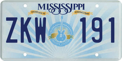 MS license plate ZKW191