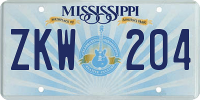 MS license plate ZKW204