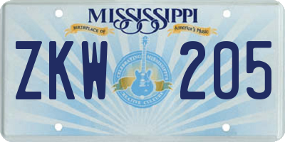 MS license plate ZKW205