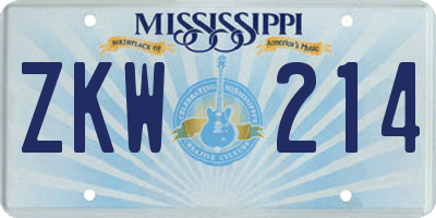 MS license plate ZKW214