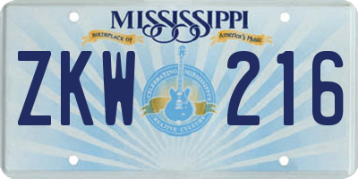 MS license plate ZKW216