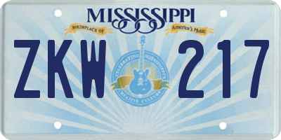 MS license plate ZKW217