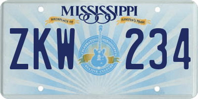 MS license plate ZKW234