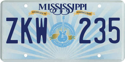 MS license plate ZKW235