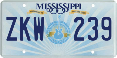 MS license plate ZKW239