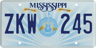 MS license plate ZKW245