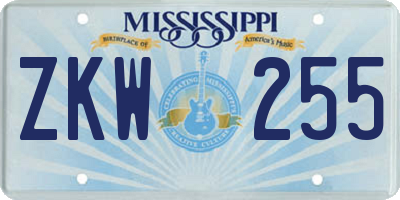 MS license plate ZKW255