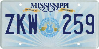 MS license plate ZKW259