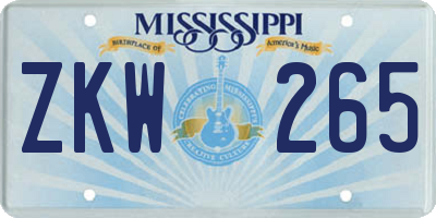 MS license plate ZKW265