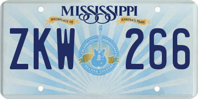 MS license plate ZKW266