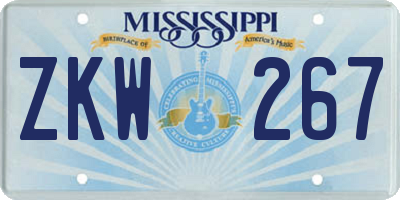 MS license plate ZKW267