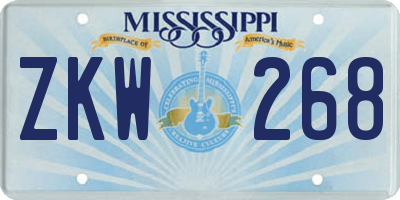 MS license plate ZKW268