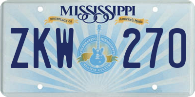 MS license plate ZKW270