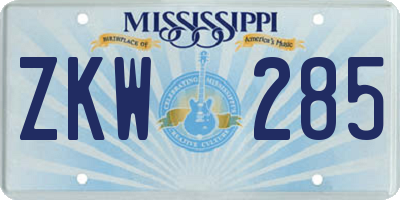 MS license plate ZKW285