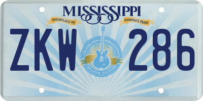 MS license plate ZKW286