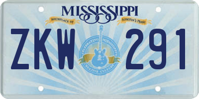 MS license plate ZKW291