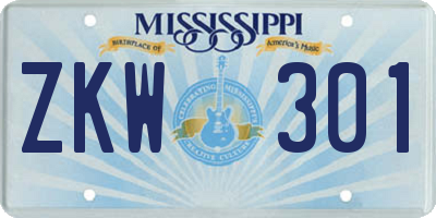 MS license plate ZKW301
