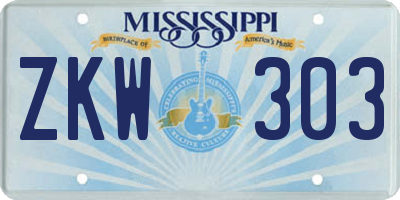 MS license plate ZKW303