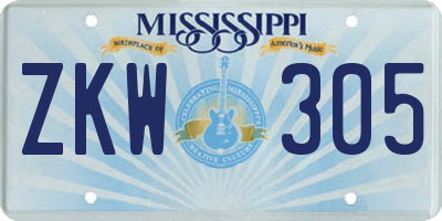 MS license plate ZKW305