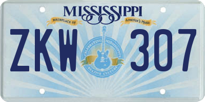 MS license plate ZKW307