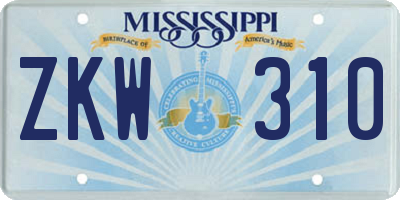 MS license plate ZKW310