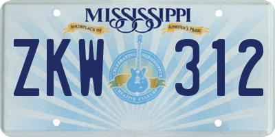 MS license plate ZKW312