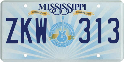MS license plate ZKW313
