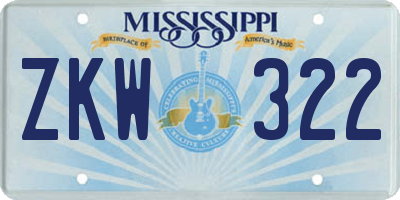 MS license plate ZKW322