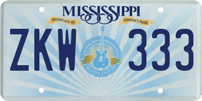 MS license plate ZKW333