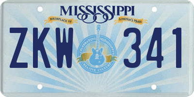 MS license plate ZKW341