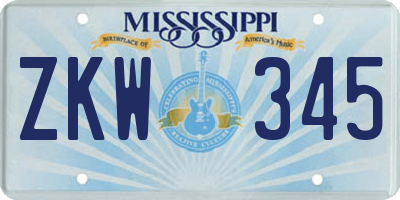 MS license plate ZKW345