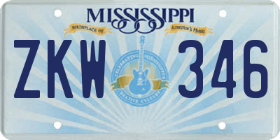 MS license plate ZKW346