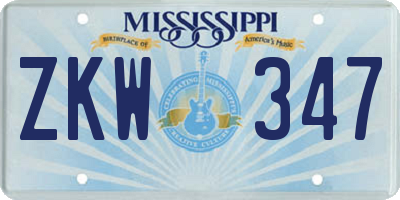 MS license plate ZKW347