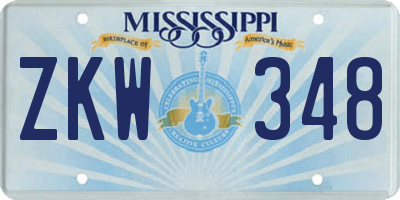 MS license plate ZKW348