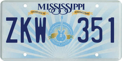 MS license plate ZKW351