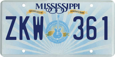 MS license plate ZKW361