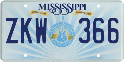 MS license plate ZKW366