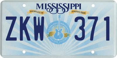 MS license plate ZKW371