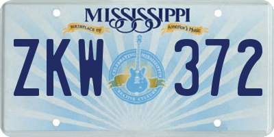 MS license plate ZKW372