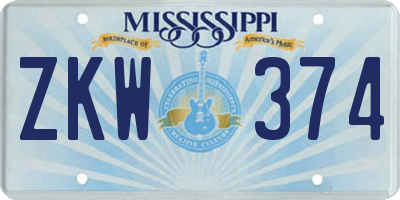 MS license plate ZKW374