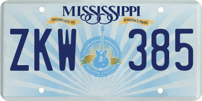 MS license plate ZKW385