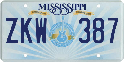 MS license plate ZKW387
