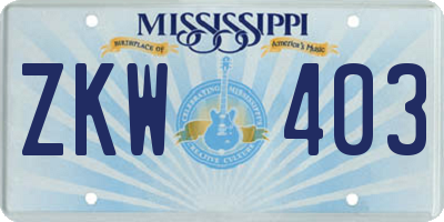 MS license plate ZKW403