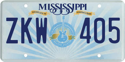 MS license plate ZKW405